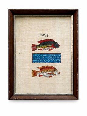 Vintage 1985 Pisces Astrology Framed Art on Rice Paper – Dury’s Nashville